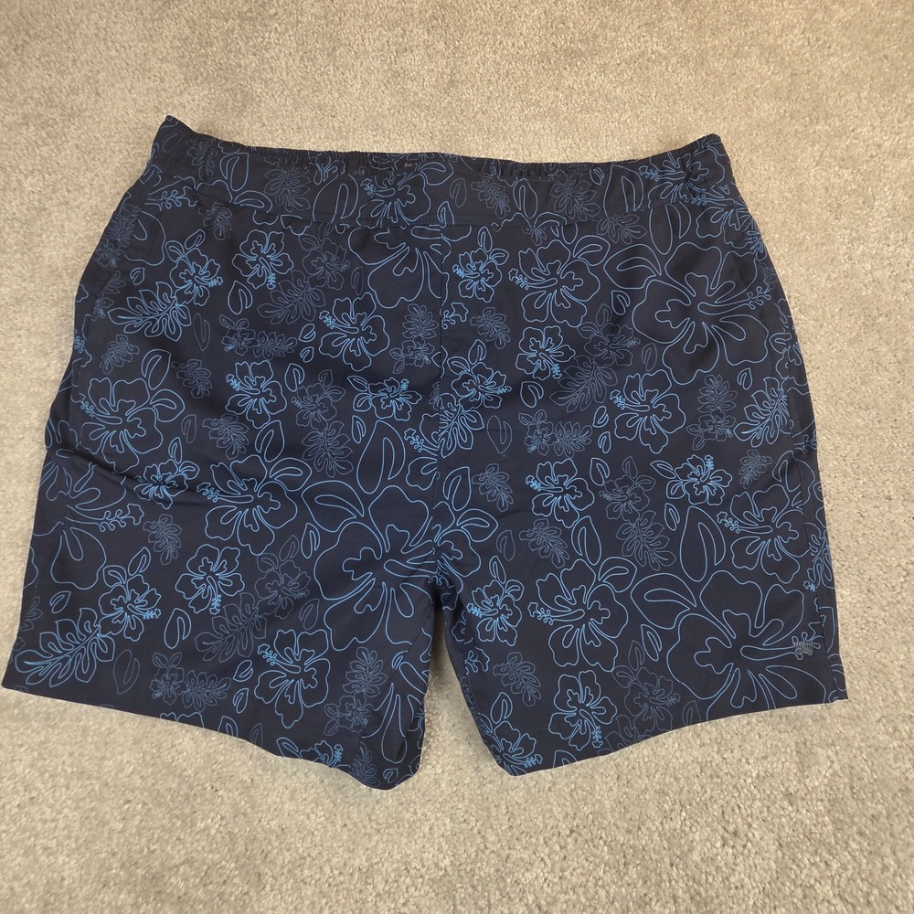 Mack Weldon Mens XL Brief‎ Lined Blue Floral Swim Trunks 6in Inseam